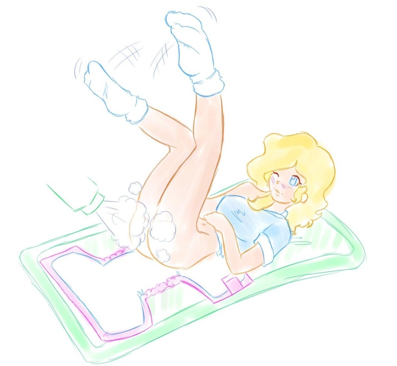 tagme, ass, blonde hair, blue eyes, diaper, diaper changing