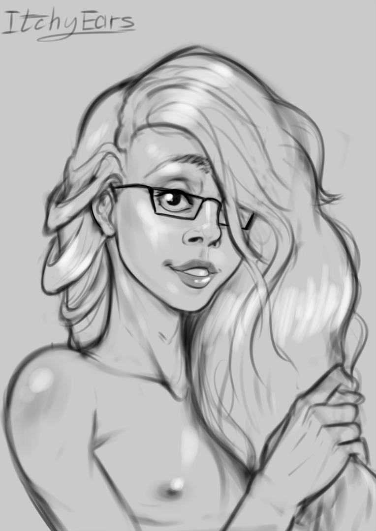 rayraysugarbutt, tagme, 1boy, glasses, hair over one eye, long hair, trap