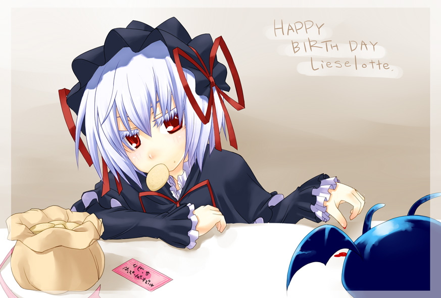 torimaru, gier, lieselotte achenbach, aq interactive, arcana heart, atlus, examu, bad id, bad pixiv id, blood, character name, dress, gothic lolita, lolita fashion, red eyes, short hair, white hair