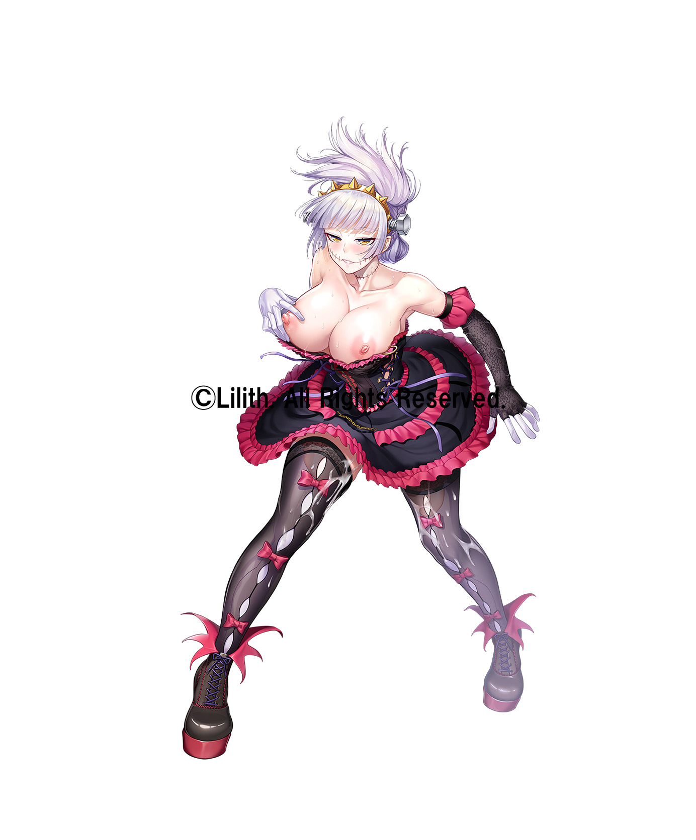 zol, izumo tsuru, lilith-soft, taimanin (series), taimanin rpgx, 1girl, breasts, large breasts, nipples