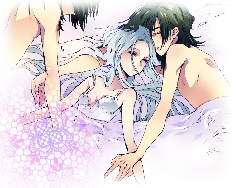 rugo, allelujah haptism, hallelujah haptism, marie parfacy, soma peries, gundam, gundam 00, bad id, bad pixiv id, 00s, 1girl, 2boys, brown hair, closed eyes, holding, multiple boys, sleeping, white hair