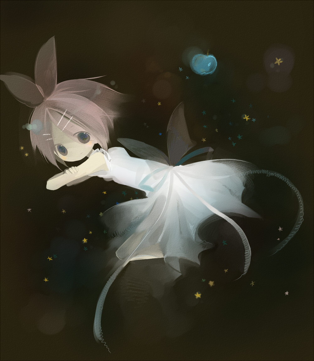 akisame kou, kagamine rin, vocaloid, bad id, bad pixiv id, hair ornament, hairclip, ribbon, solo