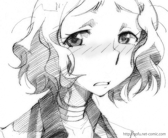 gofu, ooba minato, hyakko, traditional media, 00s, 1girl, collar, female focus, greyscale, monochrome, simple background, sketch, solo