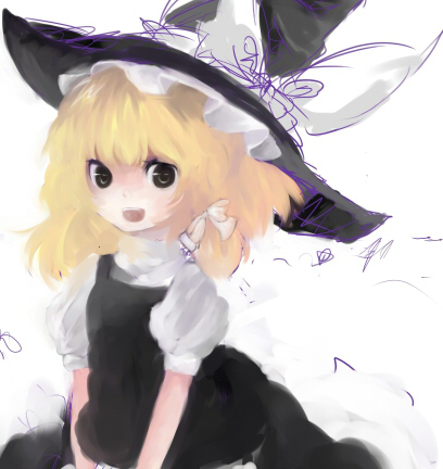 hinata shou, kirisame marisa, touhou, bad id, bad pixiv id, lowres, 1girl, blonde hair, female focus, hat, skirt, solo, white background, witch, witch hat