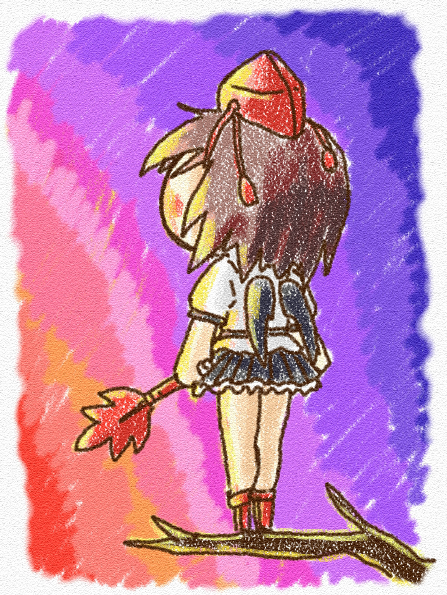 yosudon, shameimaru aya, touhou, bad id, bad pixiv id, highres, 1girl, black wings, blush, brown hair, female focus, geta, hand fan, hat, short hair, skirt, solo, tengu-geta, tokin hat, wings