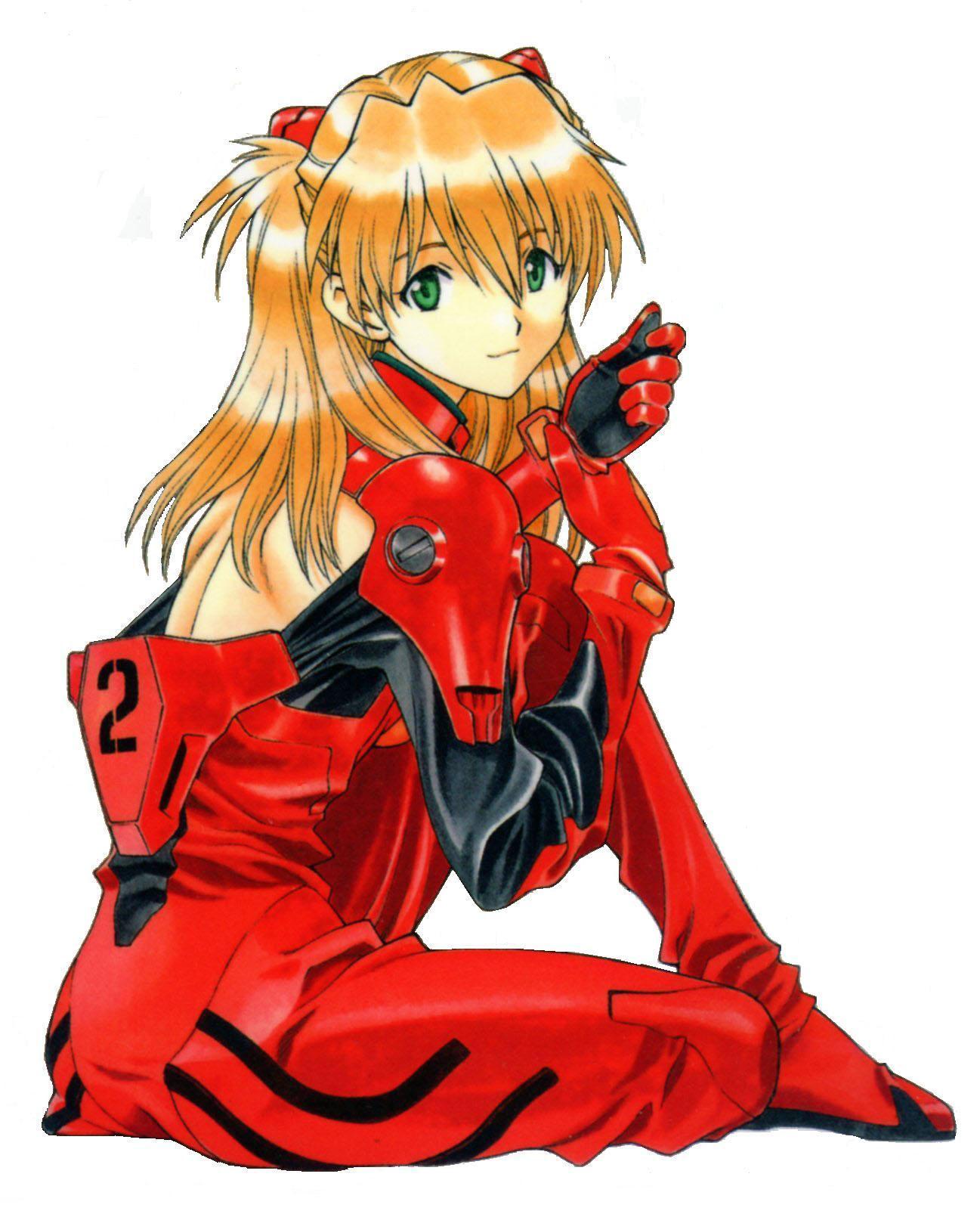 souryuu asuka langley, neon genesis evangelion, highres, non-web source, 1girl, back, female focus, full body, green eyes, long hair, looking back, mecha pilot suit, orange hair, plugsuit (evangelion), red hair, simple background, sitting, smile, solo, undressing