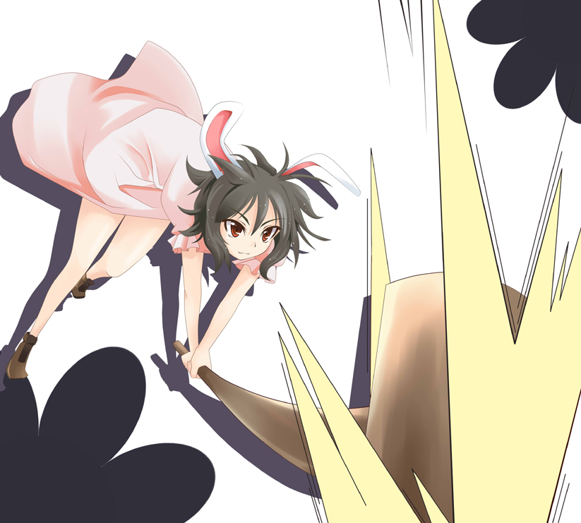 ogami kazuki, inaba tewi, touhou, 1girl, animal ears, female focus, mallet, rabbit ears, solo