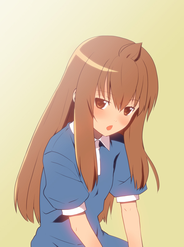 okina ika, minami chiaki, minami-ke, bad id, bad pixiv id, 00s, 1girl, ahoge, blush, brown eyes, brown hair, female focus, long hair, solo