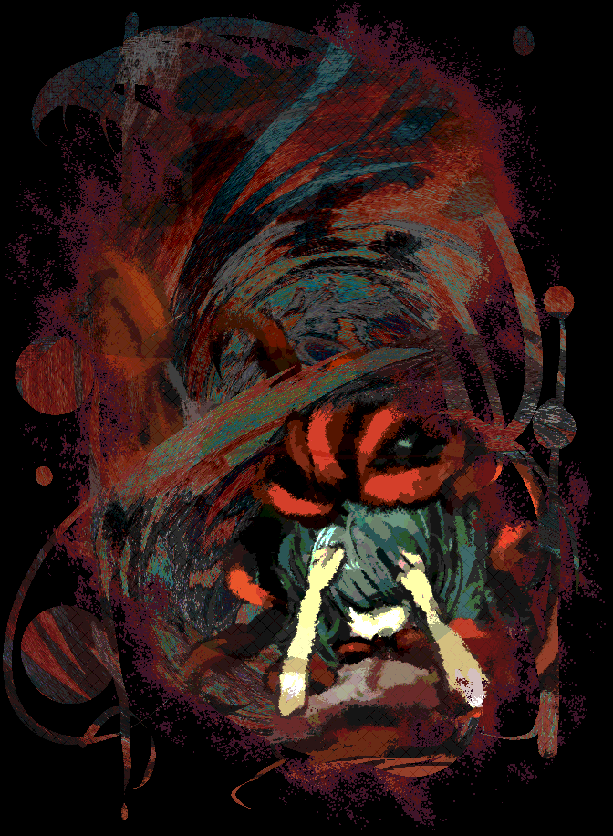 yoshioka yoshiko, kagiyama hina, touhou, 1girl, black background, female focus, green hair, hair ribbon, ribbon, solo
