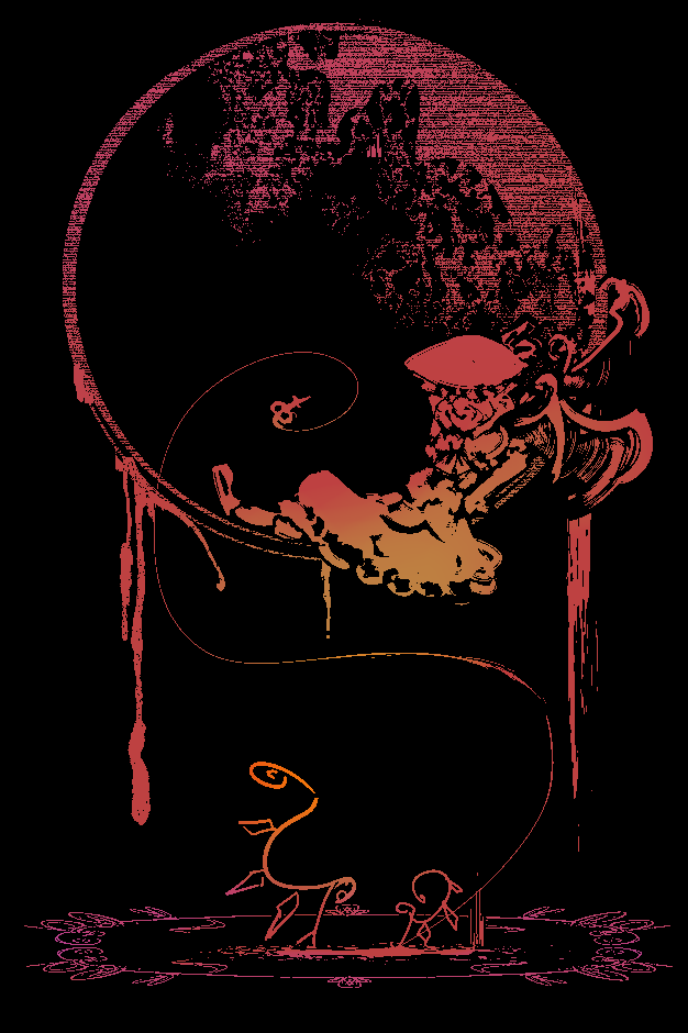 yoshioka yoshiko, remilia scarlet, touhou, 1girl, bat wings, dark, female focus, hat, monochrome, moon, solo, vampire, wings