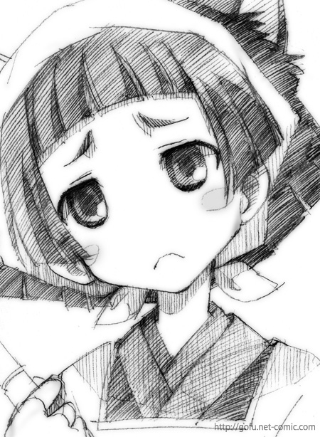 gofu, dorm leader, maria holic, traditional media, 00s, animal ears, blunt bangs, bob cut, cat ears, dorm mistress, frown, greyscale, head tilt, maid, monochrome, sketch, solo