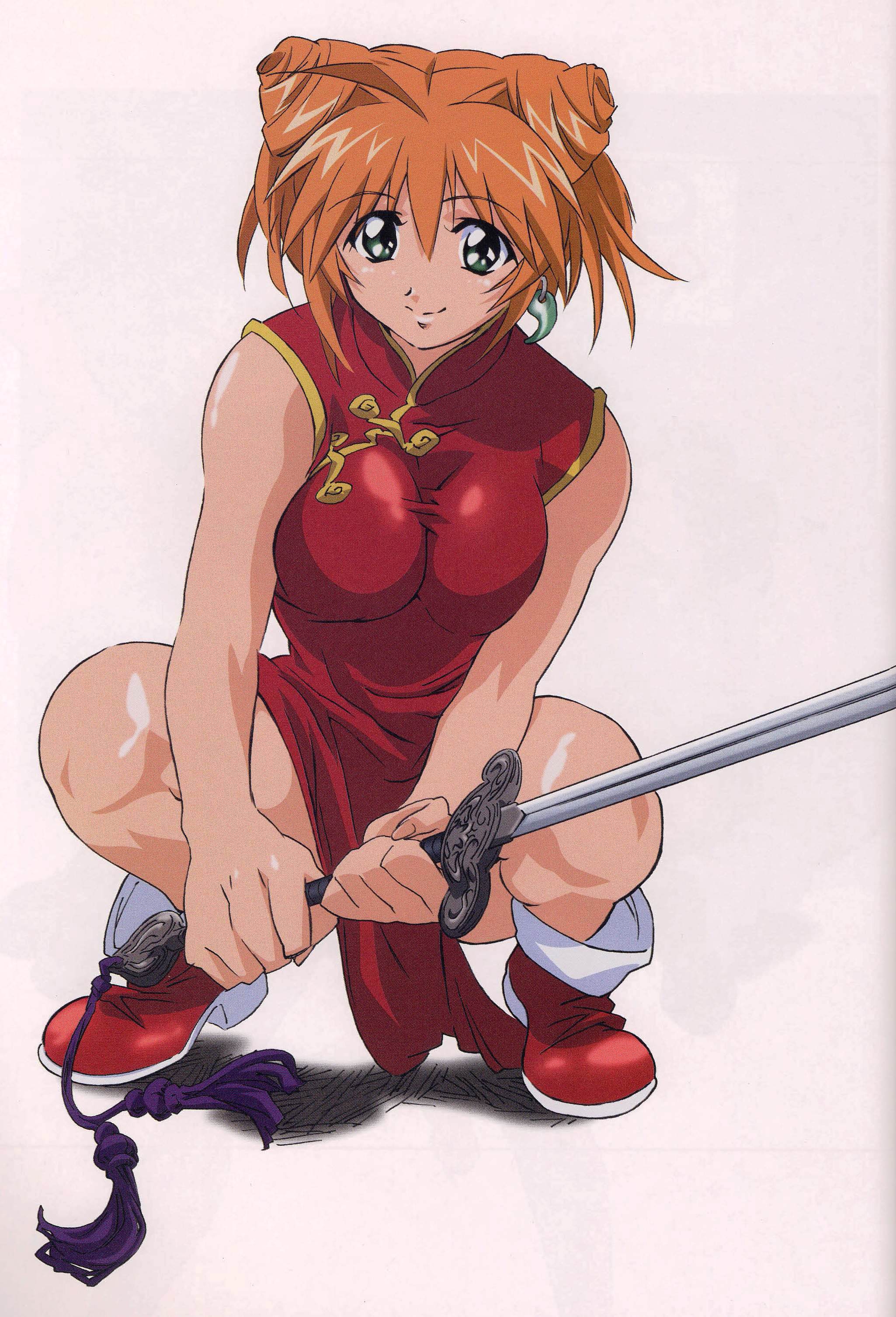 sonsaku hakufu, ikkitousen, absurdres, highres, 00s, 1girl, china dress, chinese clothes, dress, female focus, jian (weapon), pelvic curtain, red skirt, skirt, solo, sword, weapon