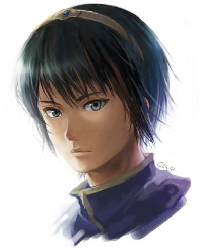 marth (fire emblem), fire emblem, fire emblem: mystery of the emblem, fire emblem: shadow dragon, nintendo, lowres, blue eyes, blue hair, male focus, portrait, solo, tiara