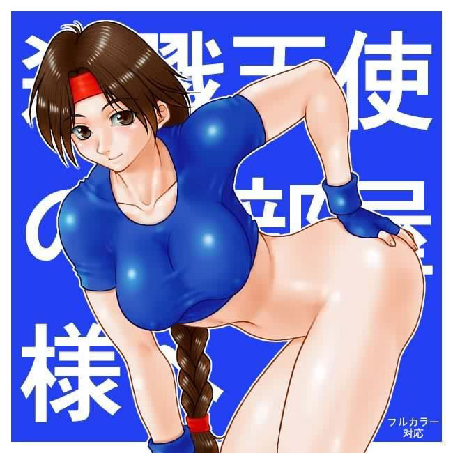 yuri sakazaki, ryuuko no ken, snk, the king of fighters, braid, brown hair, headband, nude, red headband
