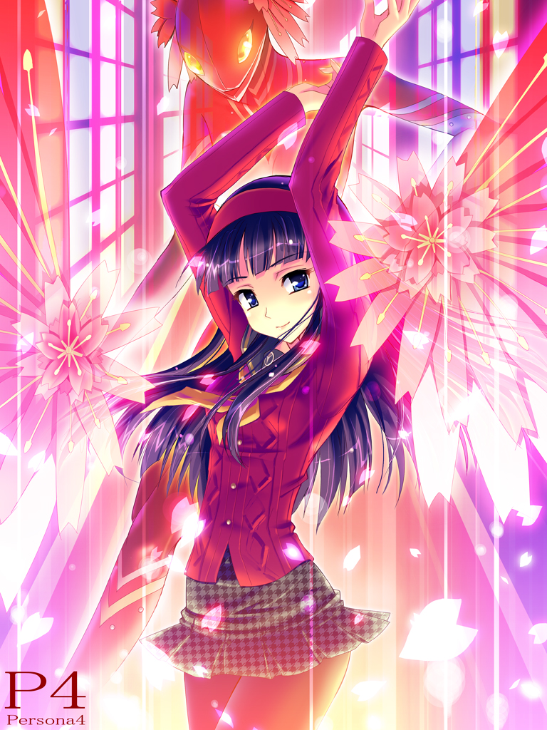taro (gaki), taro (pixiv534231), amagi yukiko, konohana sakuya (persona), atlus, persona, persona 4, bad id, bad pixiv id, black hair, blue eyes, hairband