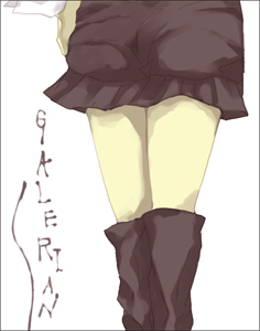 rita (galerians), galerians, lowres, tagme, 1girl, boots, copyright name, female focus, miniskirt, simple background, skirt, solo, white background