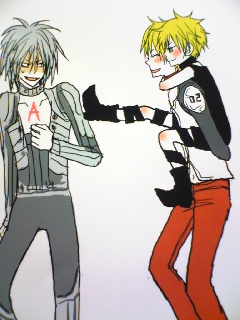 ash (galerians), cain, rion (galerians), galerians, lowres, tagme, 3boys, blonde hair, male focus, multiple boys, qvga, short hair, simple background, white background