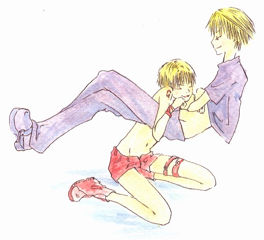 cain, rion (galerians), galerians, 2boys, blonde hair, floating, multiple boys, short hair, siblings, simple background, twins, white background