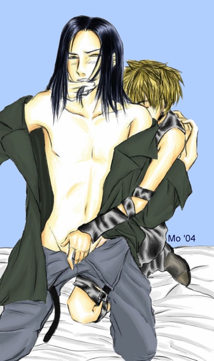 birdman, cain, galerians, 2boys, bed, male focus, multiple boys, simple background, yaoi