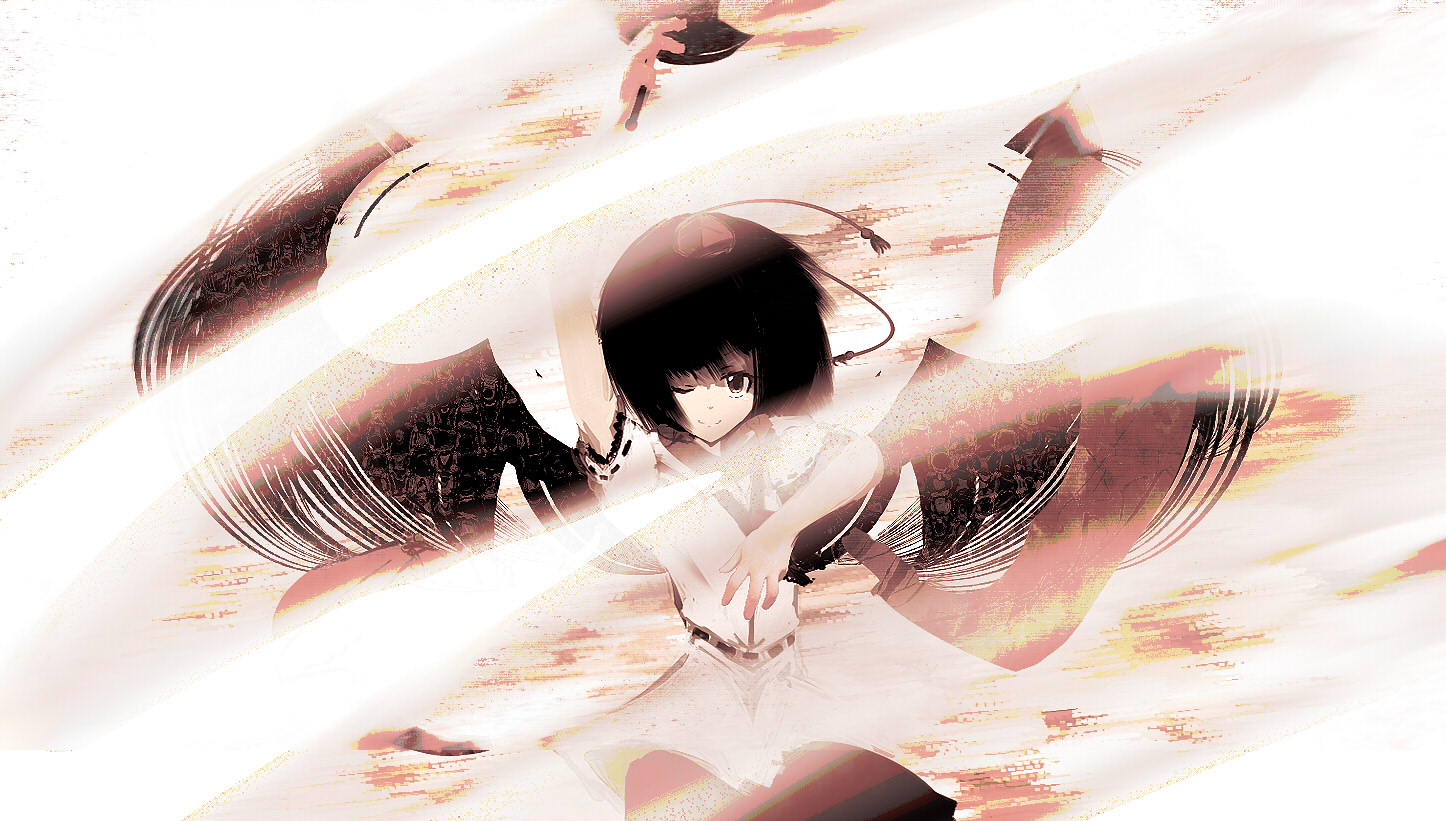 yoshioka yoshiko, shameimaru aya, touhou, 1girl, black hair, black wings, female focus, looking at viewer, short hair, solo, wings