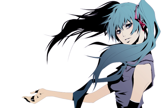 kudou saori, nineth, hatsune miku, vocaloid, bad id, bad pixiv id, 1girl, aqua hair, female focus, looking at viewer, simple background, solo, twintails, white background, wind