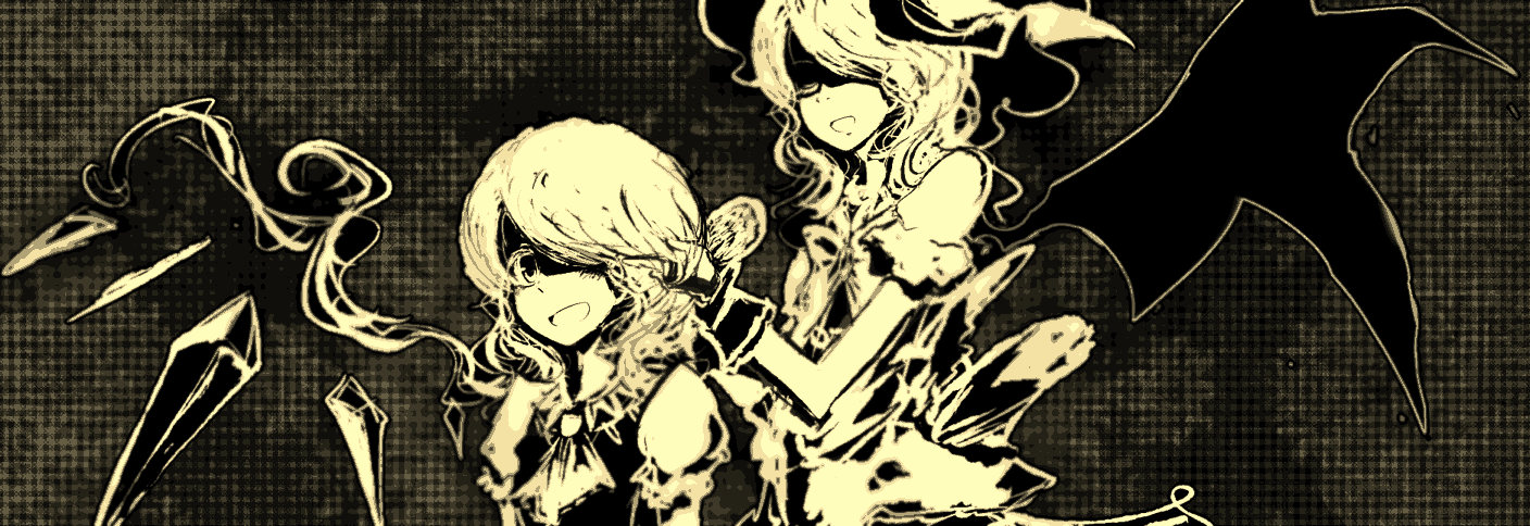 yoshioka yoshiko, flandre scarlet, remilia scarlet, touhou, 2girls, female focus, hair brush, multiple girls, short hair, siblings, sisters, vampire, wings