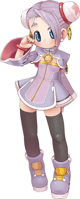 kei jiei, carbonara, asymmetrical bangs, black thighhighs, blue eyes, braid, earrings, full body, jewelry, purple hair, simple background, solo, standing, star (symbol), thighhighs, white background, zettai ryouiki