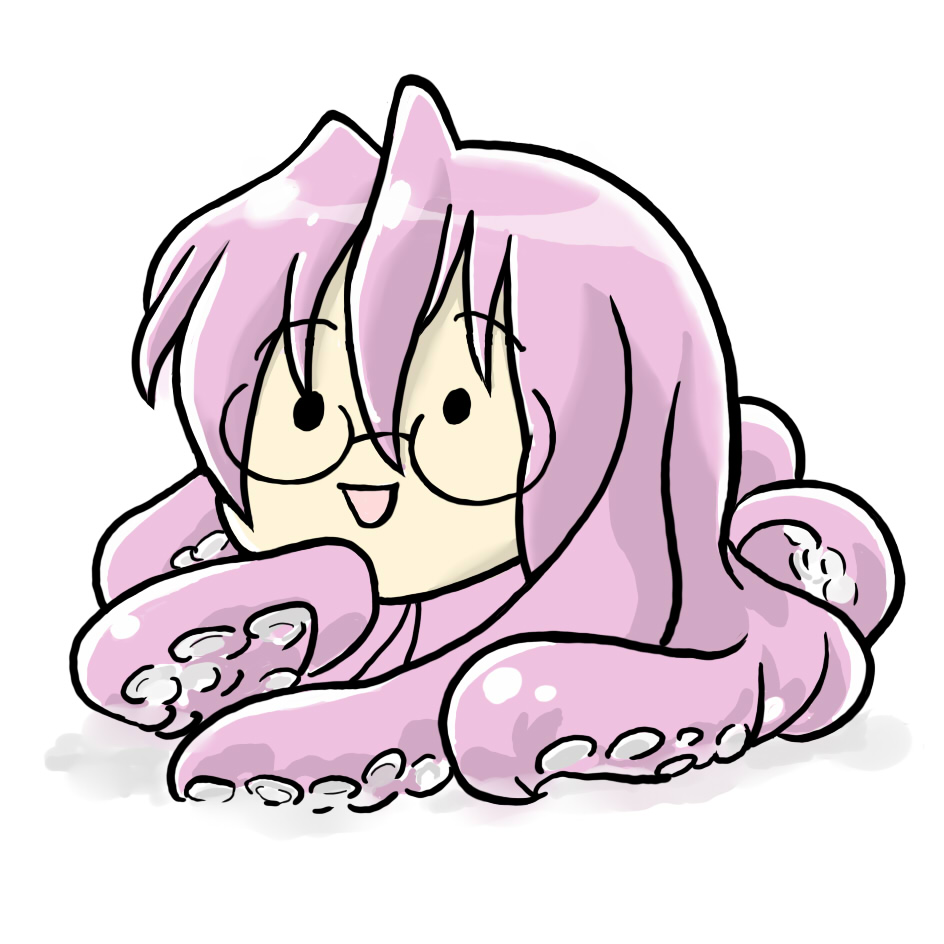 okinu mk2, megurine luka, takara miyuki, takoluka, lucky star, vocaloid, glasses, octopus, parody, pink hair