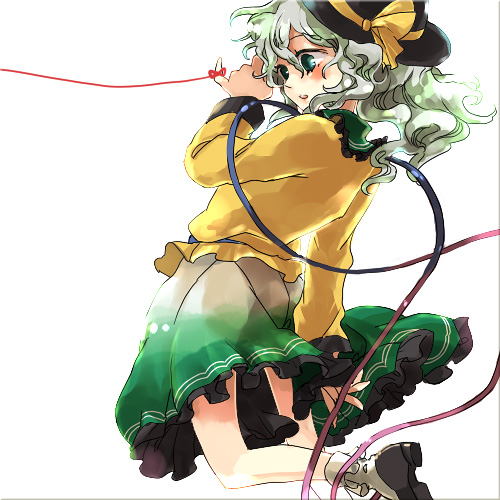 popoin, komeiji koishi, touhou, lowres, 1girl, female focus, hat, solo, string, string of fate