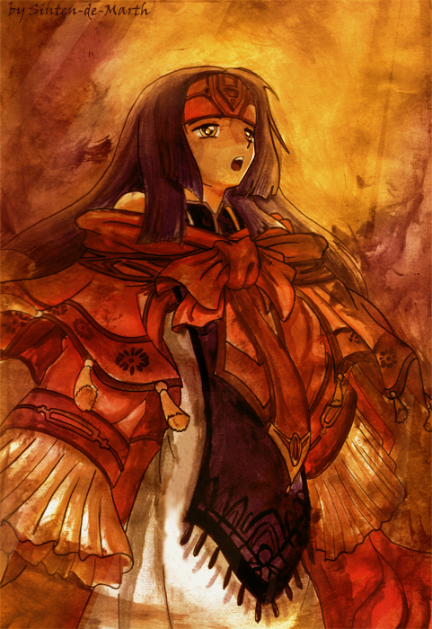 sinten-de-marth, sanaki kirsch altina, fire emblem, fire emblem: path of radiance, fire emblem: radiant dawn, nintendo, 1girl, female focus, headband, long hair, purple hair, solo, tabard