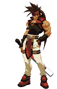sol badguy, arc system works, guilty gear, guilty gear x, guilty gear xx, animated, animated gif, lowres, male focus, middle finger, pixel art, solo, taunting, transparent background
