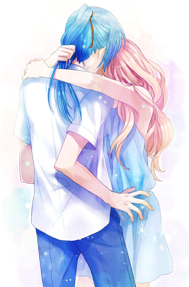 monaka, saotome alto, sheryl nome, macross, macross frontier, 00s, 1boy, 1girl, couple, hetero, hug