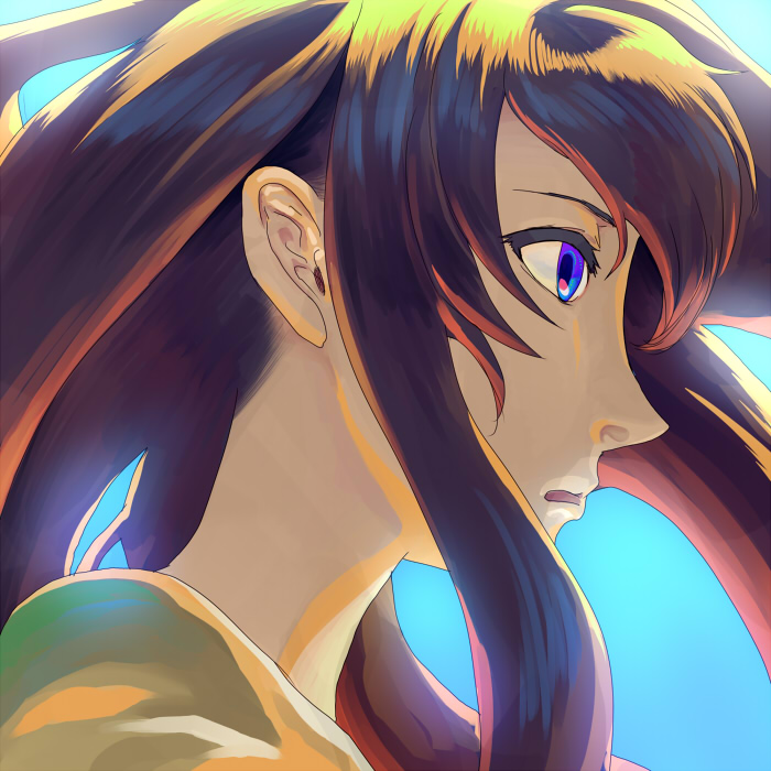 musen-shiki sanhankikan, marina ismail, gundam, gundam 00, bad id, bad pixiv id, 00s, 1girl, blue eyes, female focus, gradient background, solo