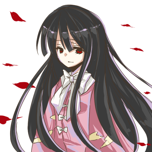 hiharo, houraisan kaguya, touhou, bad id, bad pixiv id, 1girl, black hair, female focus, long hair, red eyes, solo, upper body, white background