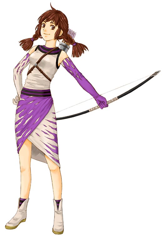 ahoge, bow (weapon), braid, elbow gloves, gloves, quiver, simple background, solo, twin braids, weapon