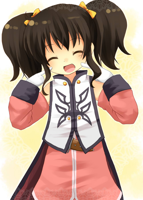 yuzuki (yuduame), anise tatlin, tales of (series), tales of the abyss, 00s, 1girl, closed eyes, detached sleeves, female focus, smile, solo, twintails
