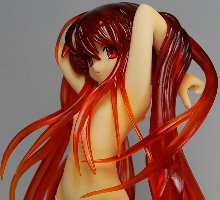 shana, shakugan no shana, photo (medium), 00s, 1girl, armpits, female focus, figure, flat chest, loli, long hair, matching hair/eyes, red eyes, red hair, solo, topless female, very long hair