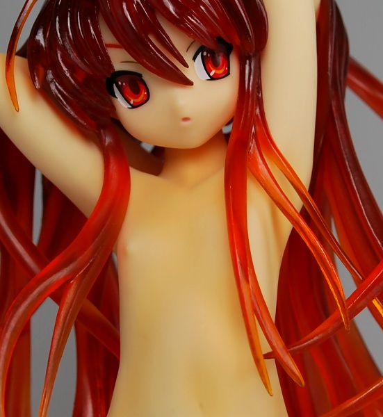 shana, shakugan no shana, photo (medium), 00s, 1girl, armpits, female focus, figure, flat chest, loli, long hair, matching hair/eyes, red eyes, red hair, solo, topless female, very long hair