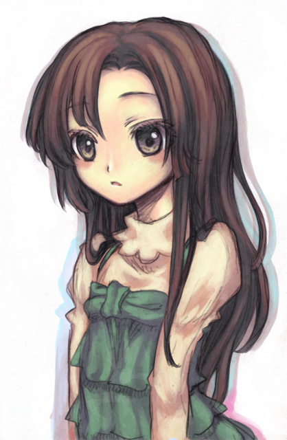 shouichi, kuhouin murasaki, kure-nai, kurenai, bad id, bad pixiv id, 00s, 1girl, black eyes, black hair, dress, female focus, long hair, simple background, solo