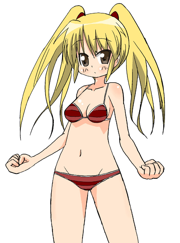 nemuro nao, original, 1girl, bikini, blonde hair, brown eyes, female focus, long hair, red bikini, solo, swimsuit, twintails