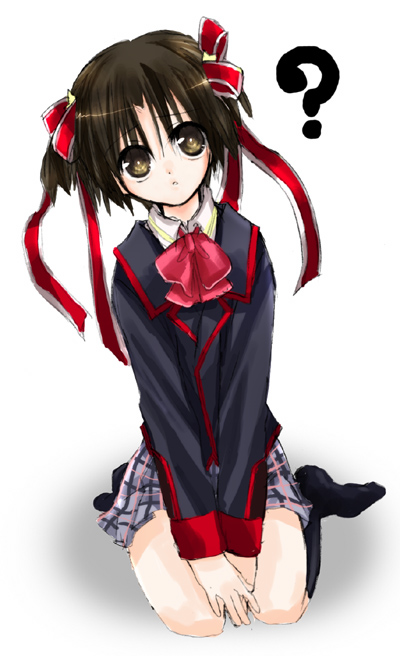 teiruzuta, naoe riki, little busters!, bad id, bad pixiv id, 1boy, ?, crossdressing, crossdressing (mtf), hair ribbon, long hair, male focus, ribbon, school uniform, solo, trap