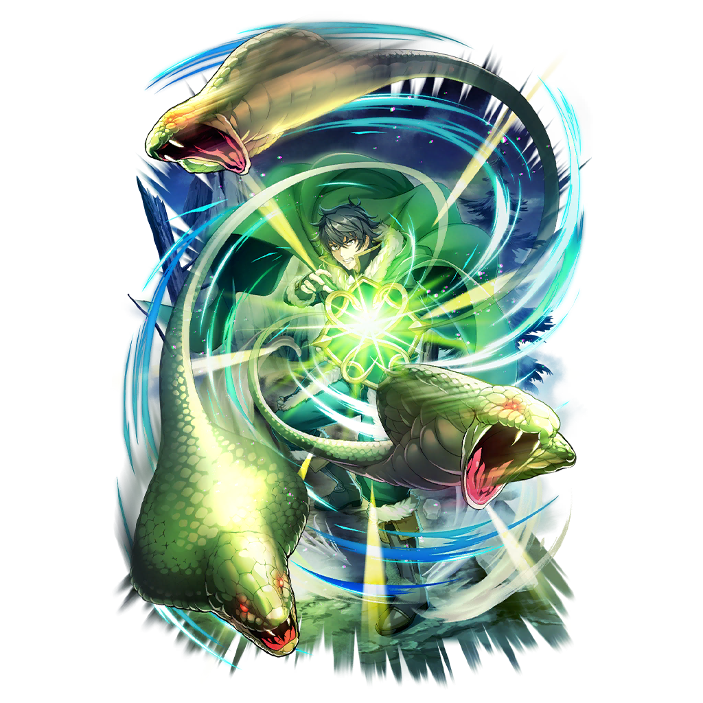 iwatani naofumi, tate no yuusha no nariagari, tate no yuusha no nariagari rerise, artist request, game cg, official art, 1boy, armor, armored boots, aura, black hair, black shirt, boots, brown boots, brown gloves, brown shirt, clenched teeth, cloak, cloud, cloudy sky, elbow gloves, fingerless gloves, floating cape, fur-trimmed armor, fur-trimmed boots, fur-trimmed gloves, fur-trimmed hood, fur trim, gloves, green cloak, green pants, hair between eyes, high collar, hood, hood down, hooded cloak, knee boots, layered shirt, leather armor, legendary shield (chimera viper shield) (tate no yuusha no nariagari), legendary shield (tate no yuusha no nariagari), legs apart, long sleeves, looking at viewer, male focus, messy hair, night, night sky, on ground, outdoors, pants, pine tree, shirt, short hair, short sleeves, simple background, sky, snake, solo, standing, star (sky), starry sky, tassets, teeth, transparent background, tree