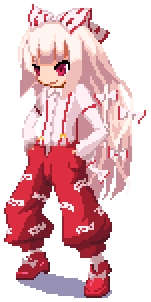 yoshimoto (dear life), fujiwara no mokou, touhou, lowres, 1girl, female focus, pixel art, solo