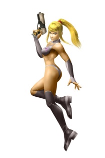 samus aran, metroid, nintendo, lowres, tagme, blonde hair, gun, handgun, pistol, ponytail, weapon
