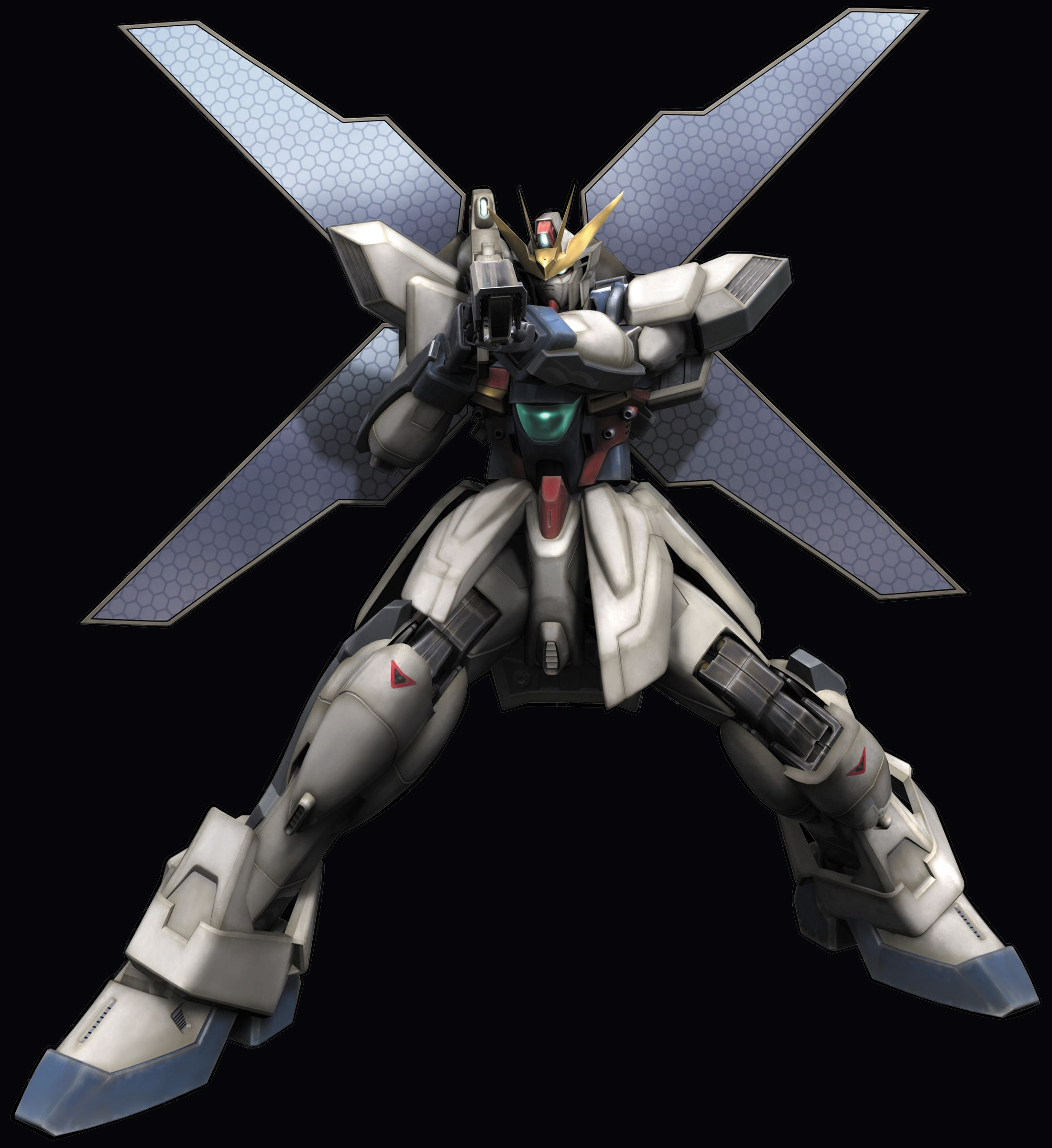 gundam x, after war gundam x, gundam, absurdres, highres, cannon, mecha, no humans, robot, simple background, solo, x gundam, x gundam (mobile suit)