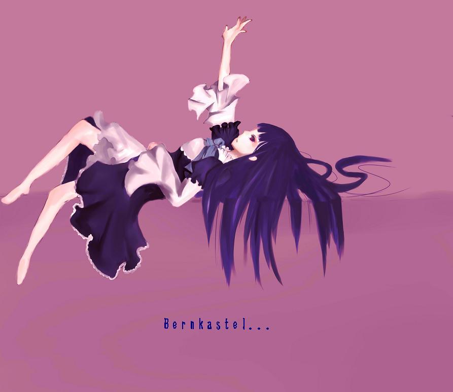 tsutsuko (tsutsuji), frederica bernkastel, umineko no naku koro ni, bad id, bad pixiv id, jpeg artifacts, 00s, 1girl, blue hair, female focus, lying, purple eyes, solo