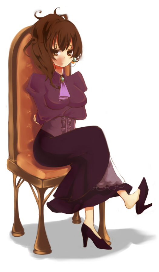 umi (umi02), ushiromiya natsuhi, umineko no naku koro ni, 00s, chair, high heels, shoe dangle, shoes, solo