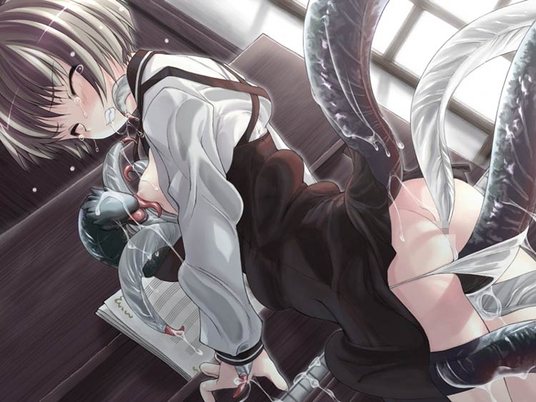 wazakita, eri midou, ww&f ~the world of water and a fairy~, anal, blush, breasts, brown hair, censored, clenched teeth, closed eyes, cum, cum in pussy, instrument, licking, monster, nipples, panties, panty pull, piano, rape, saliva, sex, tears, tentacles, underwear, undressing