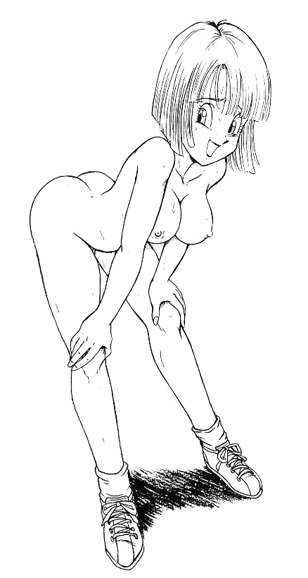 bulma, dragon ball, dragonball z, third-party edit, 1girl, ass, breasts, female focus, greyscale, monochrome, nude, shoes, solo