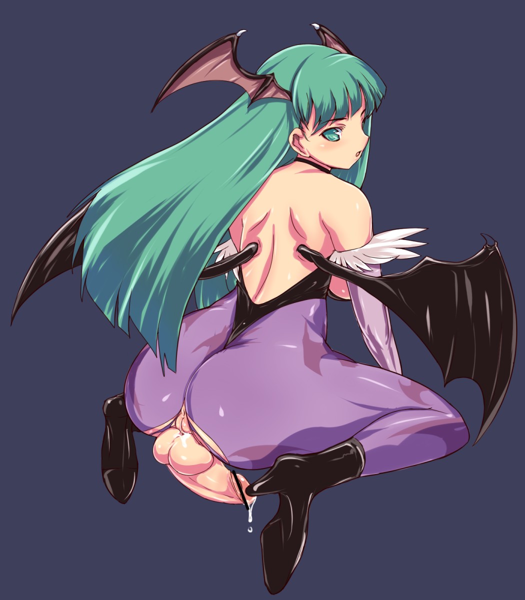 ubanis, morrigan aensland, capcom, darkstalkers, highres, 1futa, animal print, ass, bat print, censored, demon girl, full-package futanari, futanari, head wings, pantyhose, penis, pointless censoring, print pantyhose, pussy, pussy juice, sitting, solo, testicles, torn clothes, torn pantyhose, tucked penis, wings